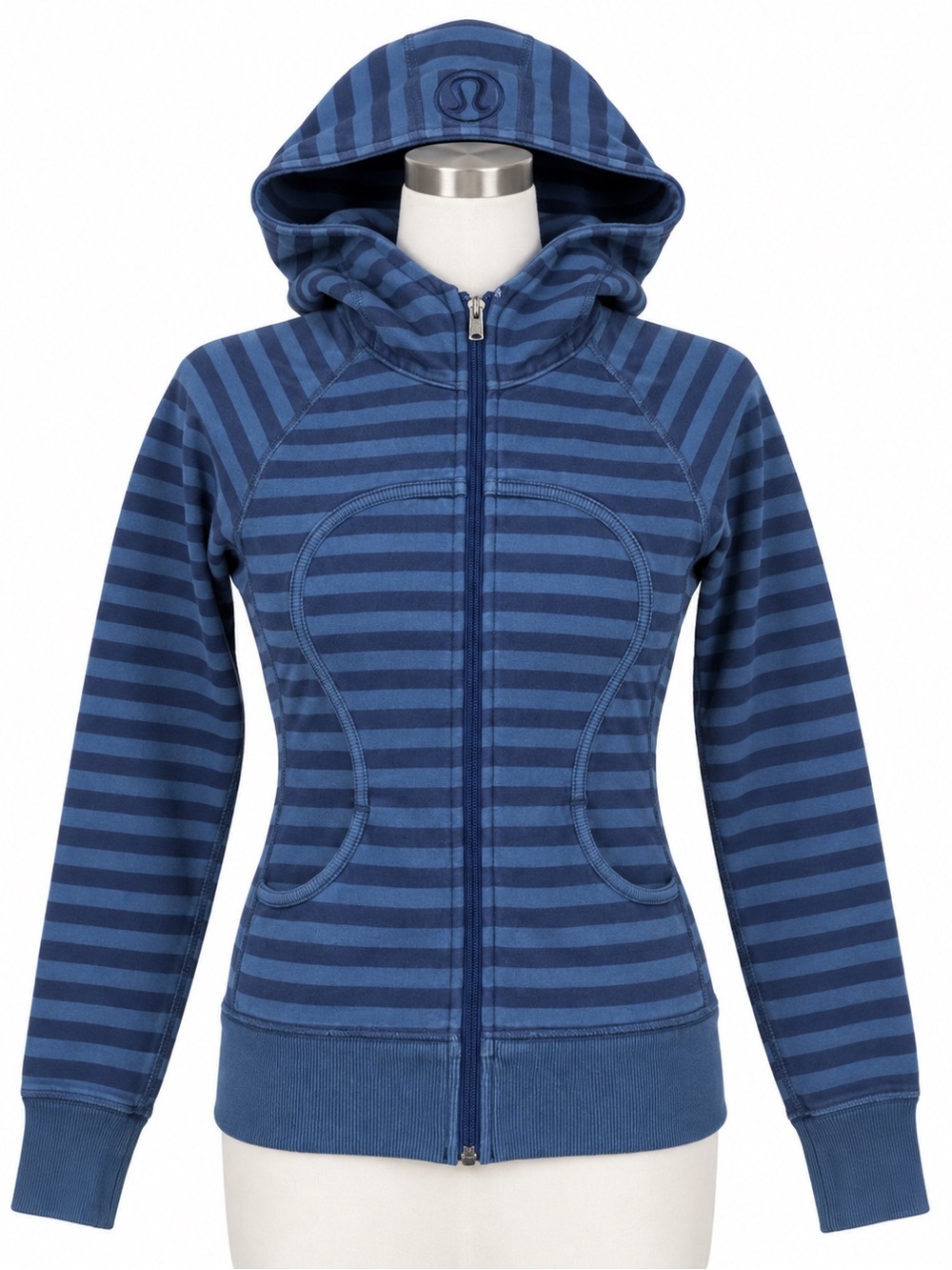 Lululemon Scuba Hoodie Blue Striped Full Zip Estimated Size 4